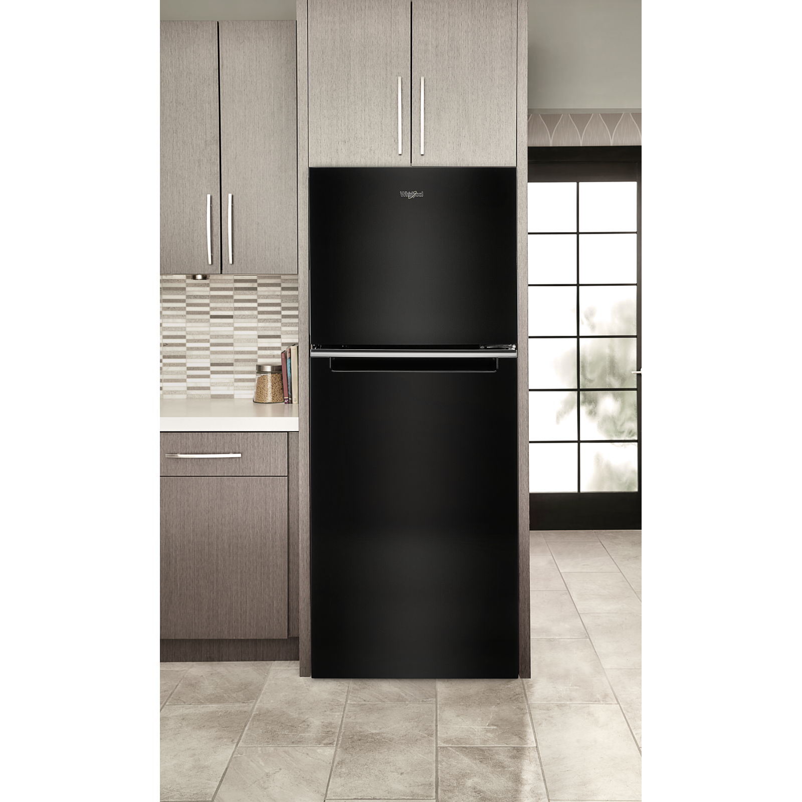 Whirlpool - 24.375 Inch 11.6 cu. ft Top Mount Refrigerator in Black - WRT112CZJB
