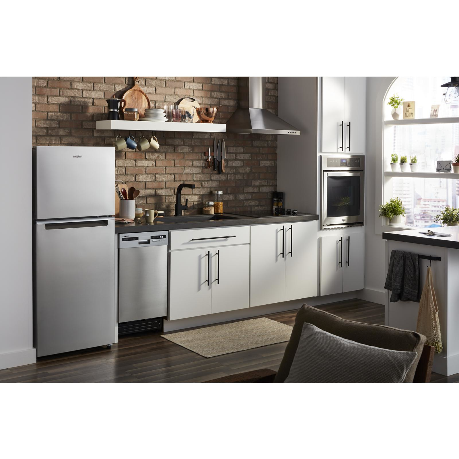 Whirlpool - 24.375 Inch 11.6 cu. ft Top Mount Refrigerator in Stainless - WRT112CZJZ