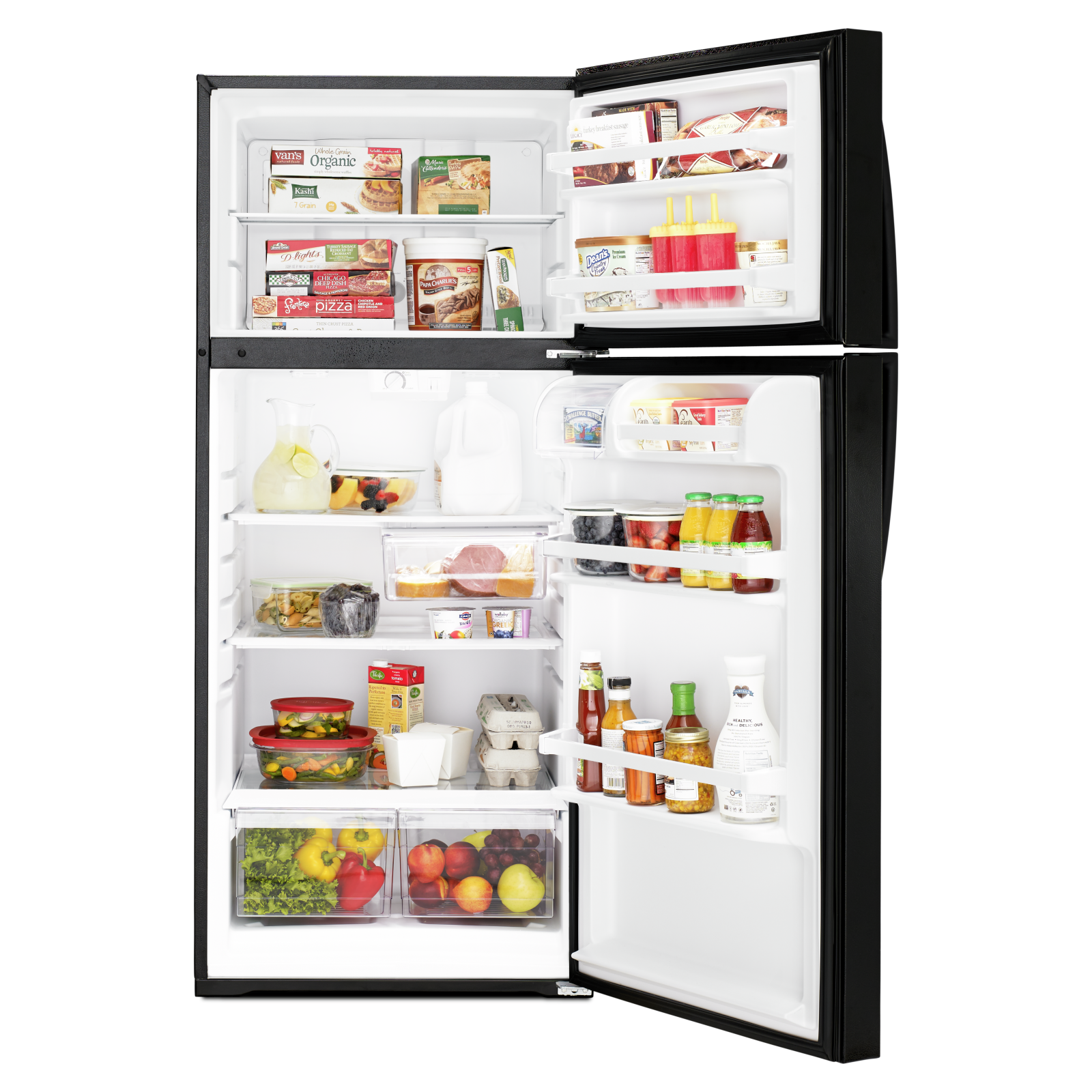 Whirlpool - 28 Inch 14.33 cu. ft Top Mount Refrigerator in Black - WRT314TFDB