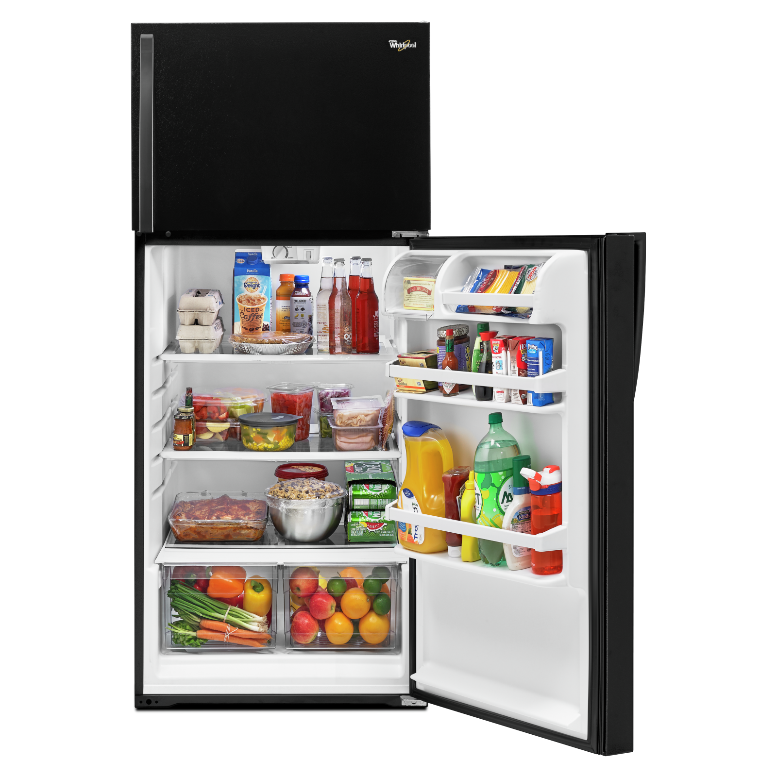 Whirlpool - 28 Inch 14.33 cu. ft Top Mount Refrigerator in Black - WRT314TFDB