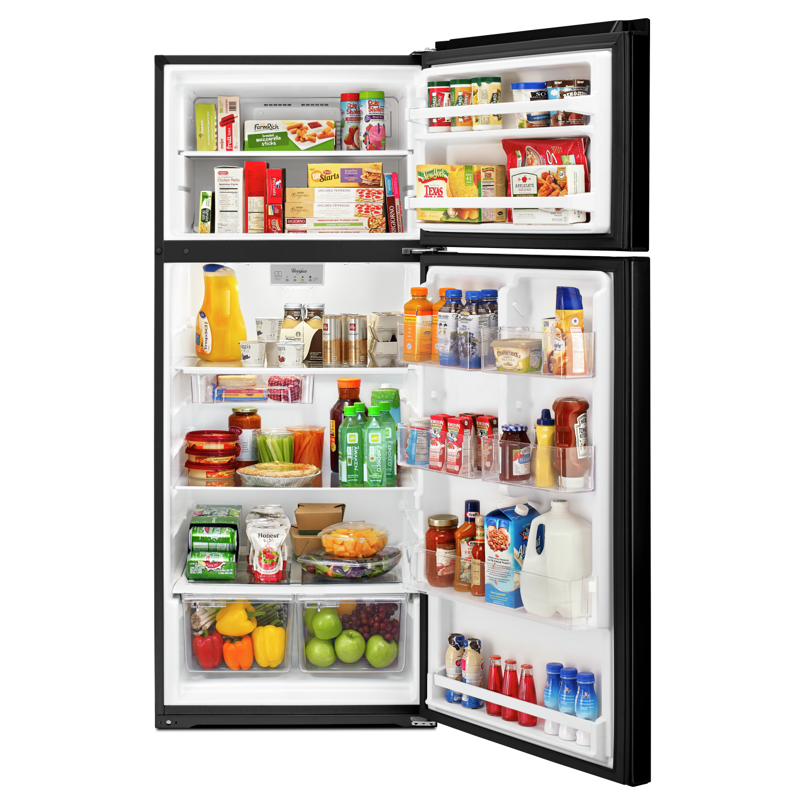 Whirlpool - 28 Inch 17.6 cu. ft Top Mount Refrigerator in Black - WRT518SZFB