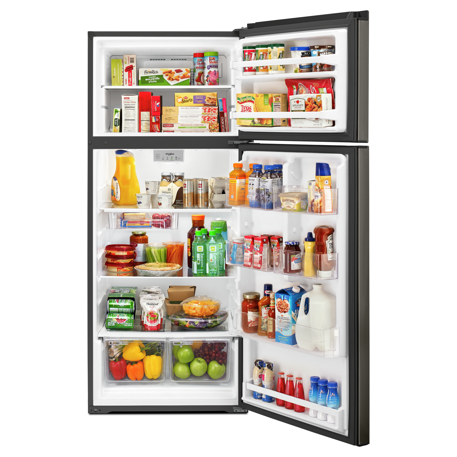 Whirlpool - 28 Inch 17.61 cu. ft Top Mount Refrigerator in Black Stainless - WRT518SZKV