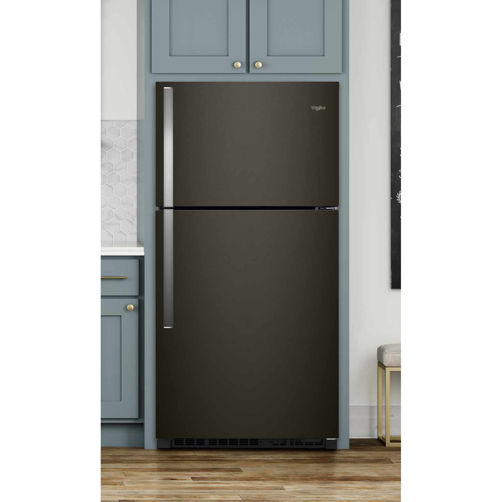 Whirlpool - 32.75 Inch 21.31 cu. ft Top Mount Refrigerator in Black Stainless - WRT541SZHV