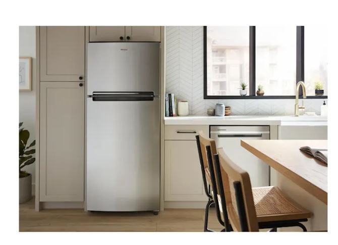 Whirlpool - 28.13 Inch 16.3 cu. ft Top Mount Refrigerator in Stainless - WRTX5328PM