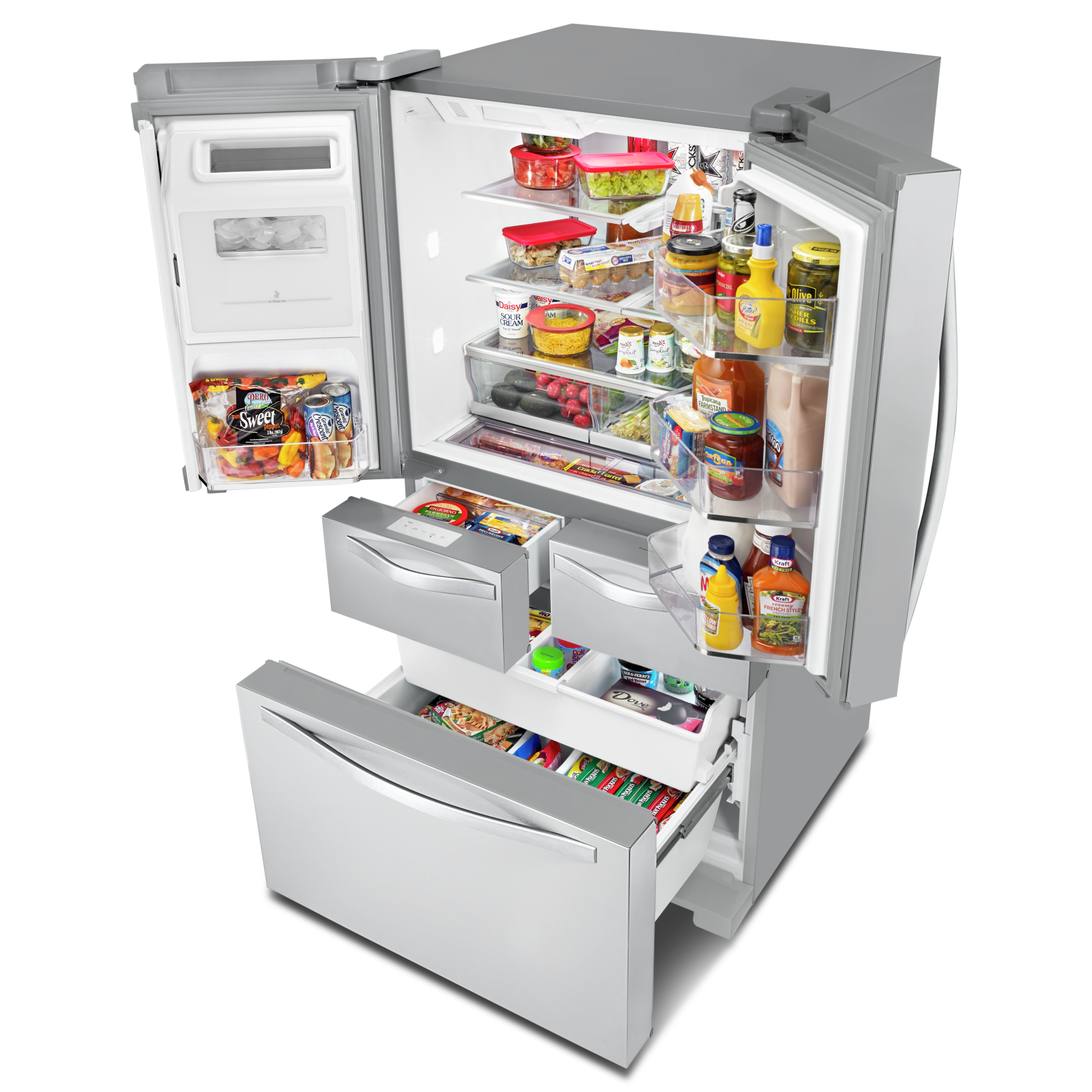 Whirlpool - 33.5 Inch 25.76 cu. ft French Door Refrigerator in Stainless - WRV976FDEM