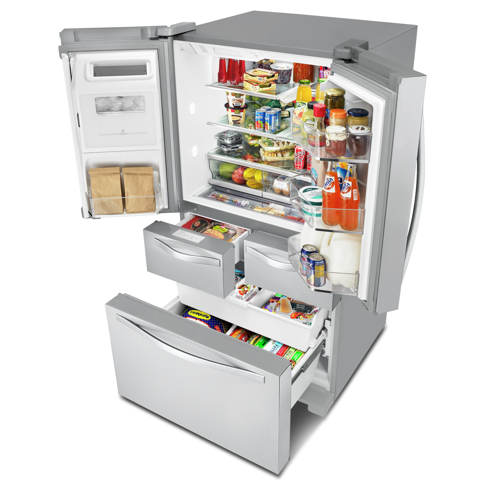 Whirlpool - 33.5 Inch 25.76 cu. ft French Door Refrigerator in Stainless - WRV976FDEM