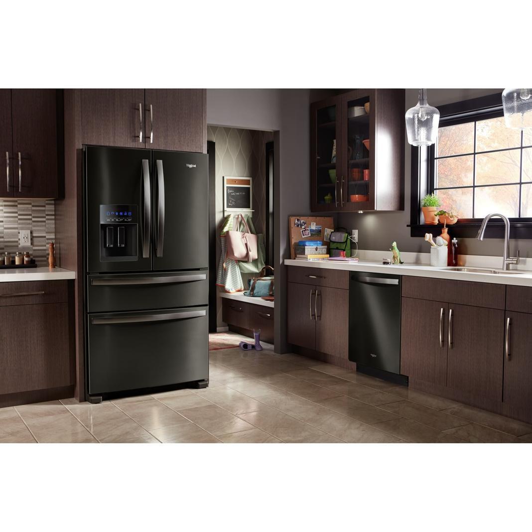 Whirlpool - 35.625 Inch 25 cu. ft French Door Refrigerator in Black Stainless - WRX735SDHV