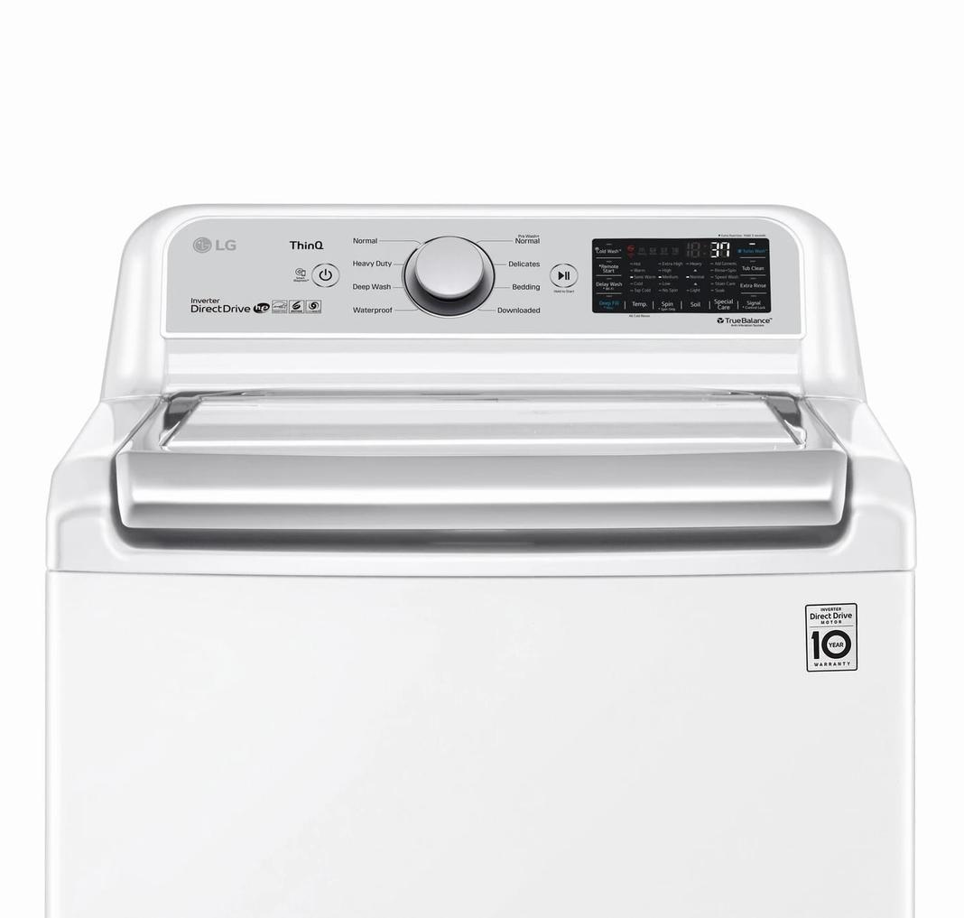 LG - 5.6 cu. Ft Top Load Washer in White - WT7305CW