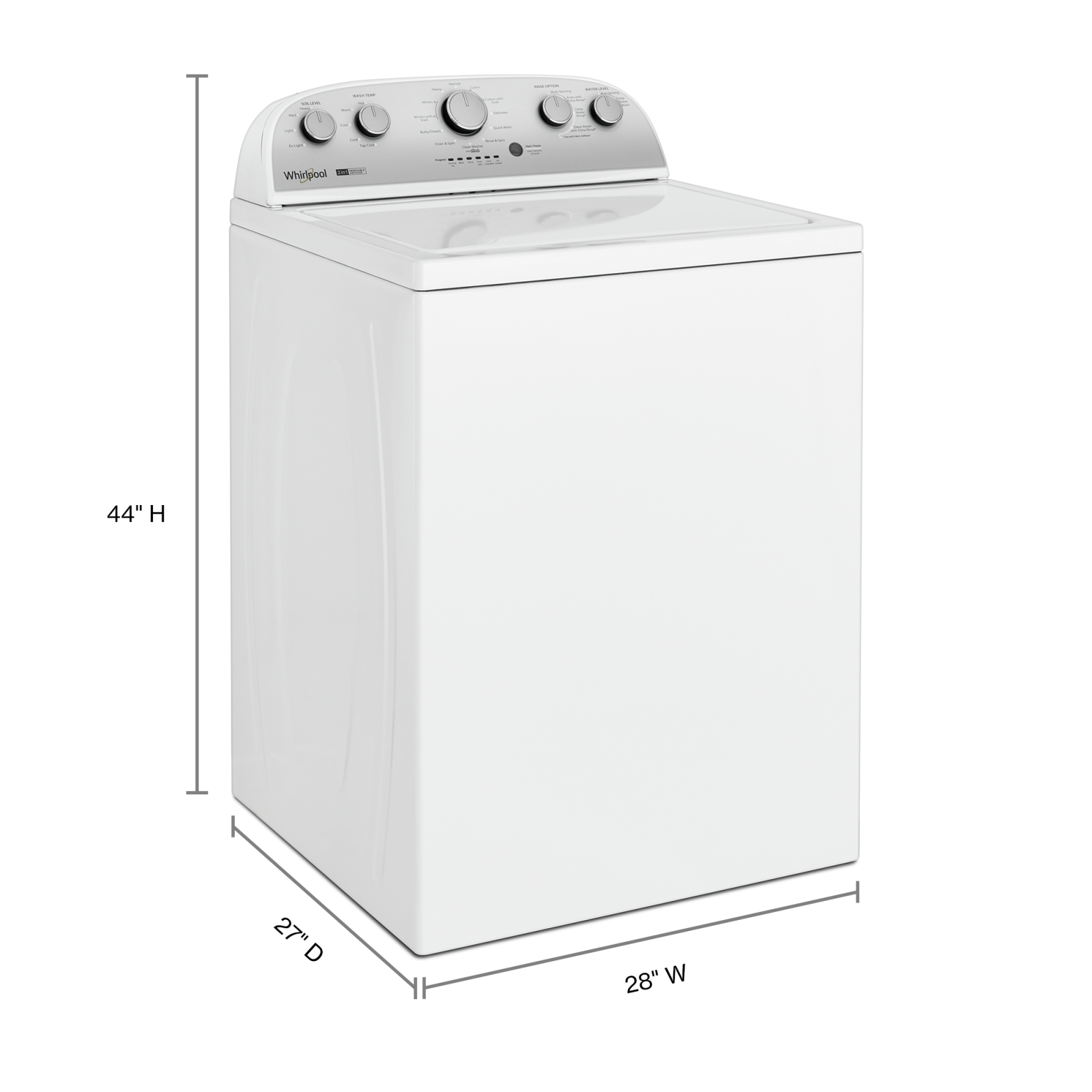 Whirlpool - 4.5 cu. Ft Top Load Washer in White - WTW4957PW