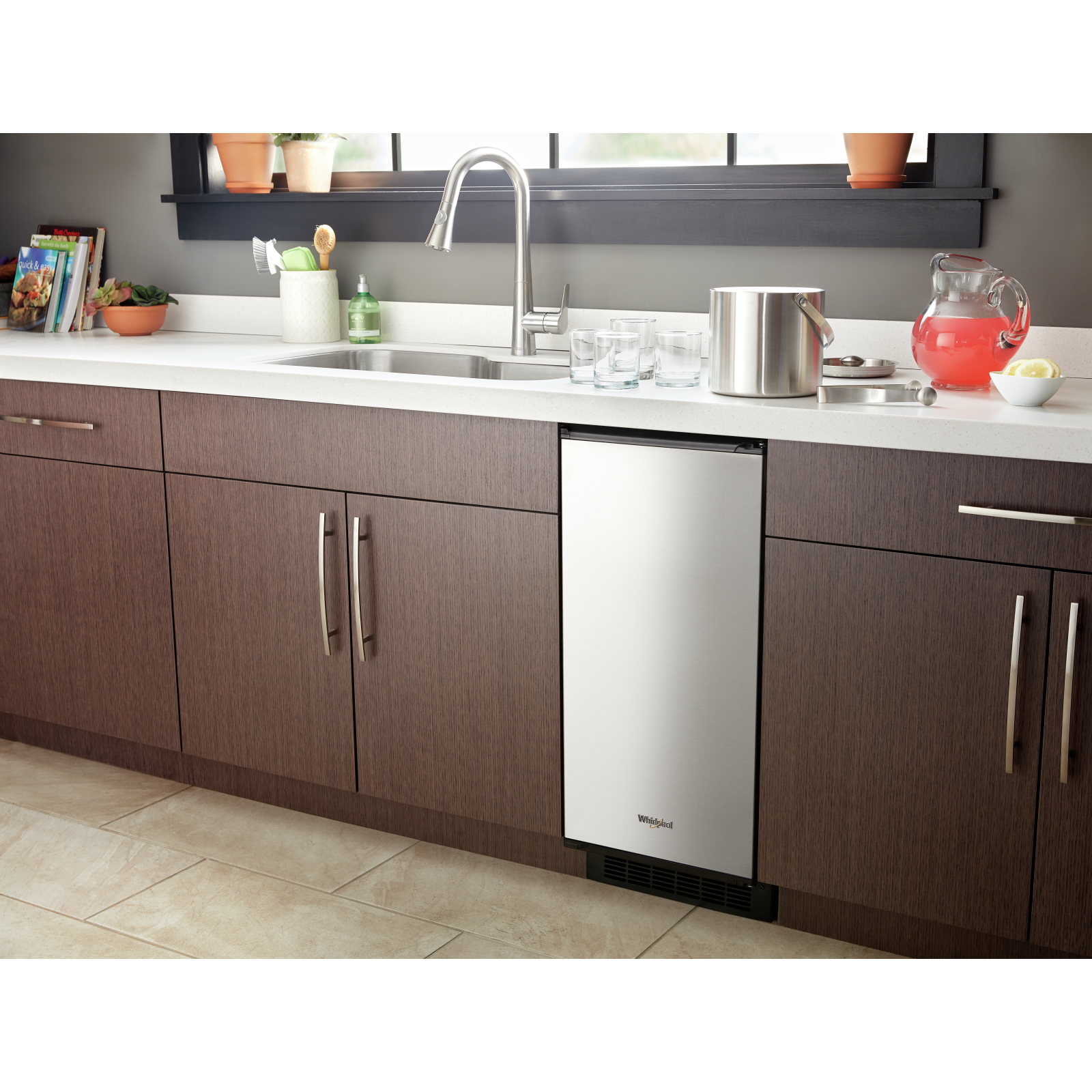 Whirlpool - 14.875 Inch Ice Maker in Stainless - WUI95X15HZ