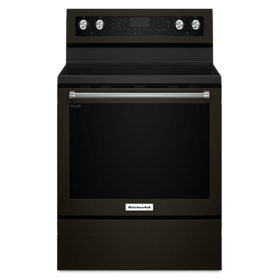 KitchenAid - 6.4 cu. ft Electric Range in Black Stainless - YKFEG500EBS