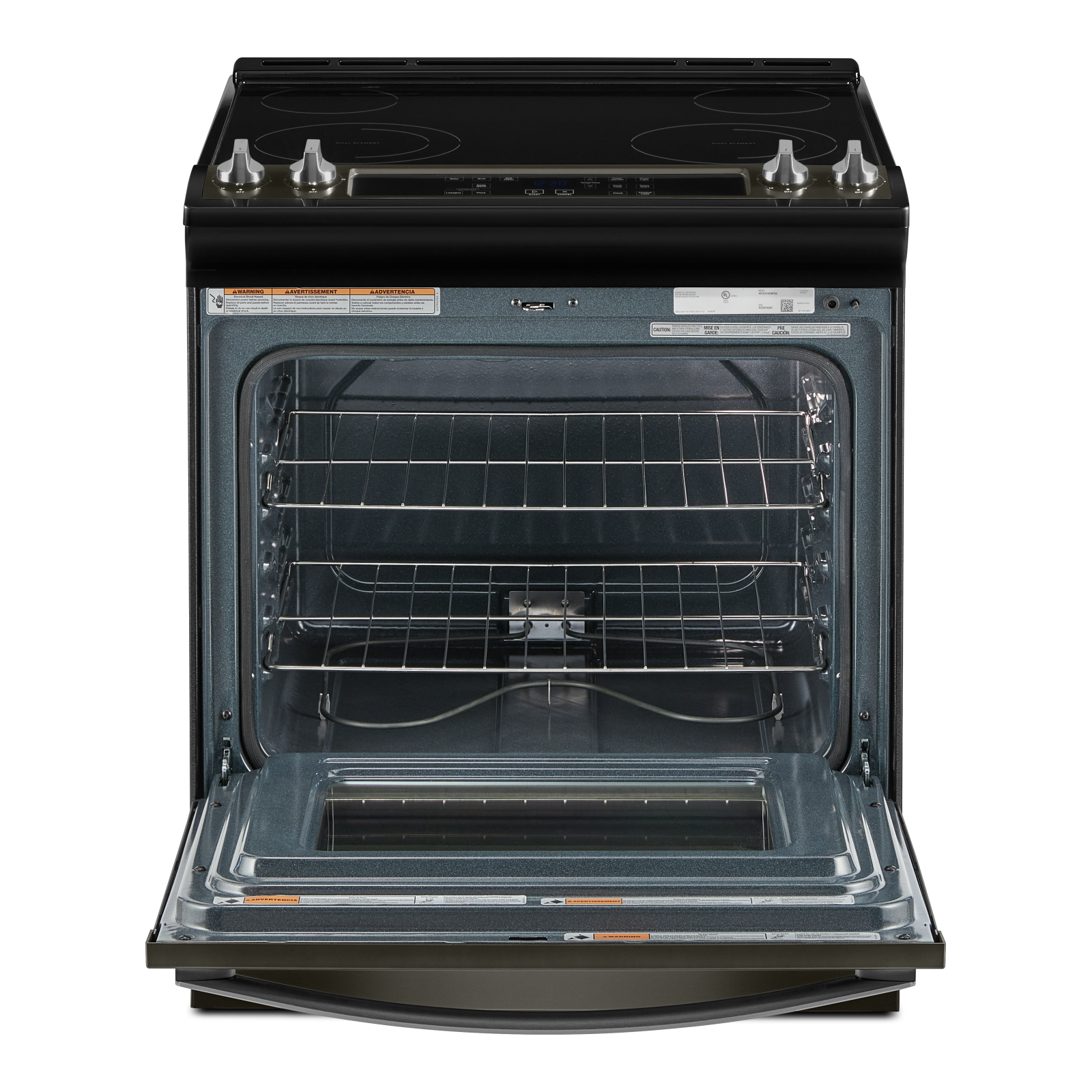 Whirlpool - 4.8 cu. ft Electric Range in Black Stainless - YWEE515S0LV