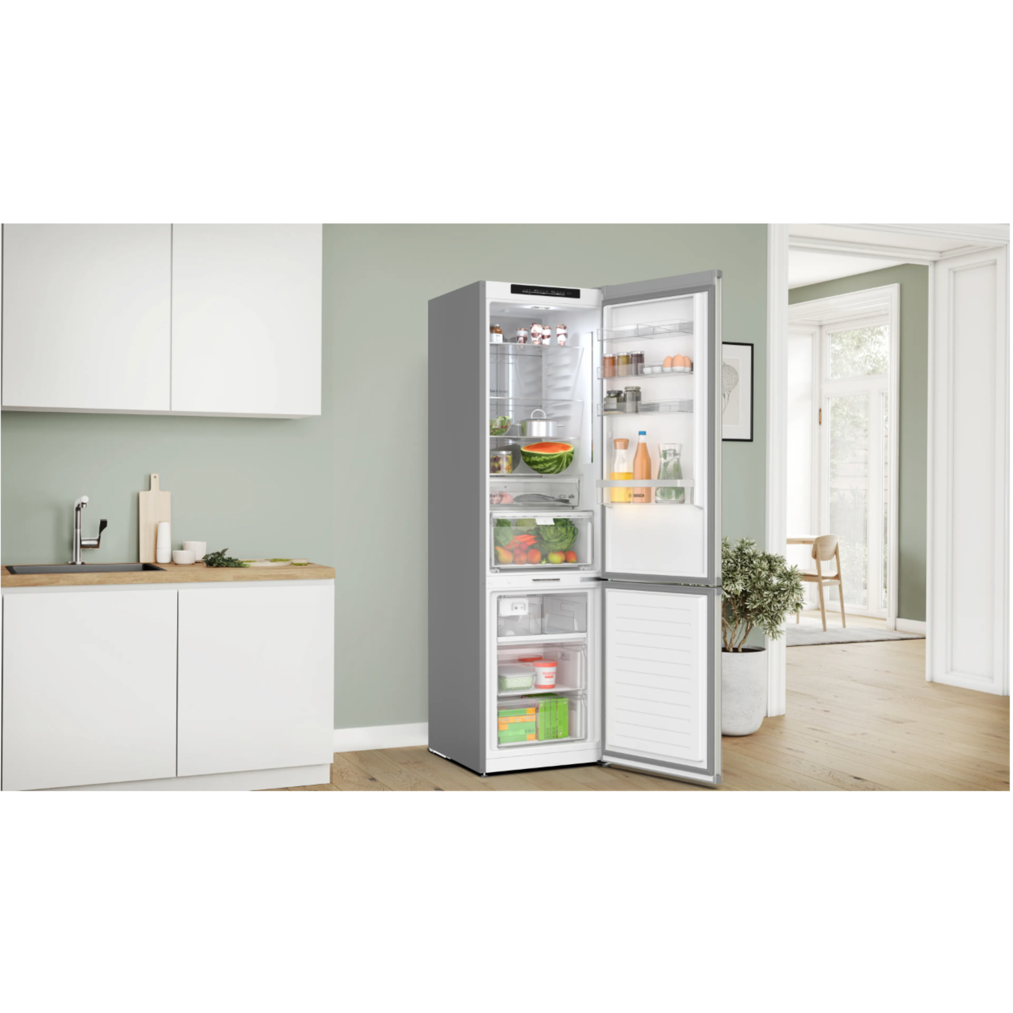 Bosch - 23.625 Inch 12.8 cu. ft Bottom Mount Refrigerator in Stainless - B24CB80ESS