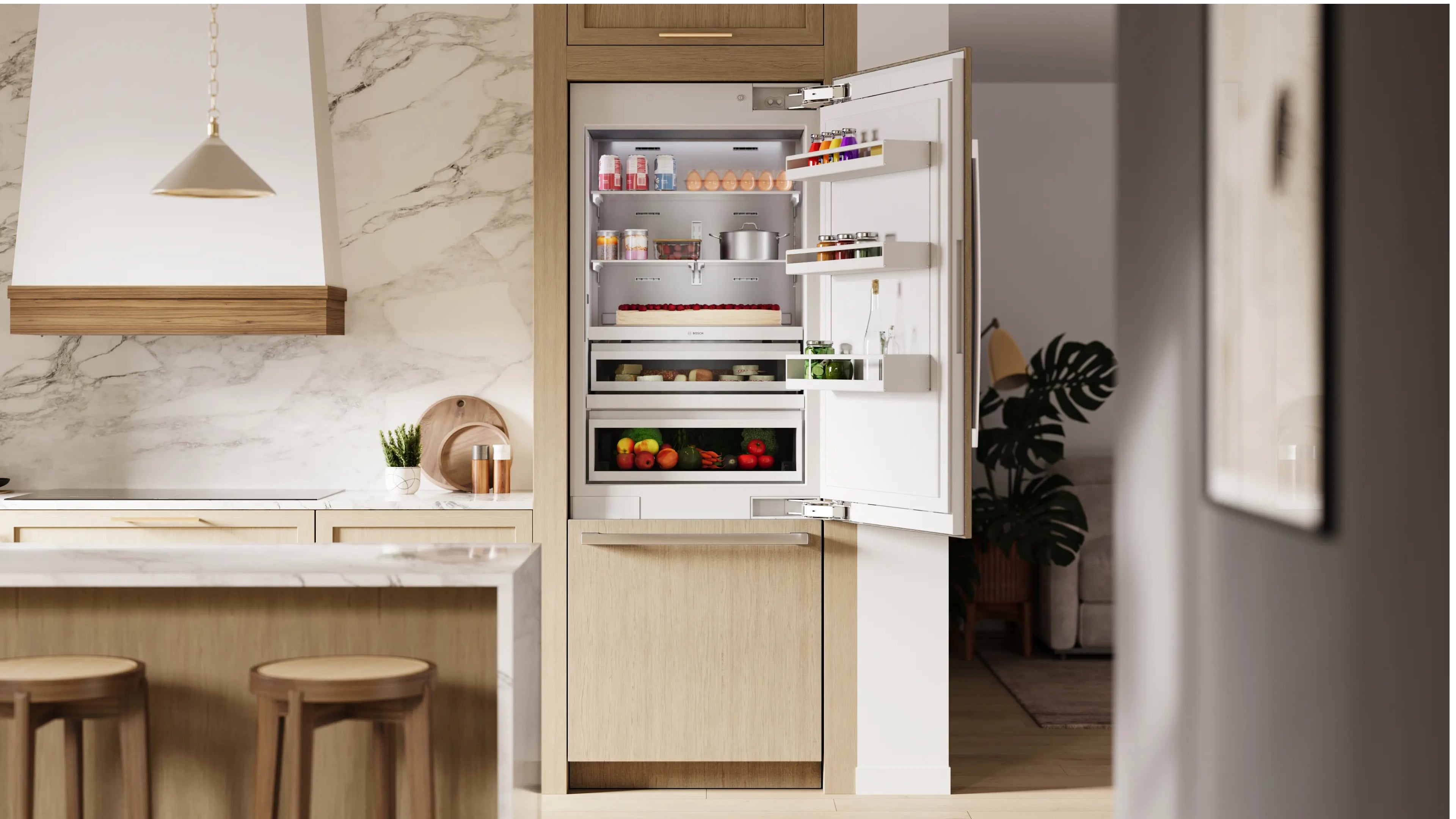 Bosch - 30 Inch 16.5 cu. ft Built-in Bottom Mount Refrigerator in Panel Ready - B30IB100SP