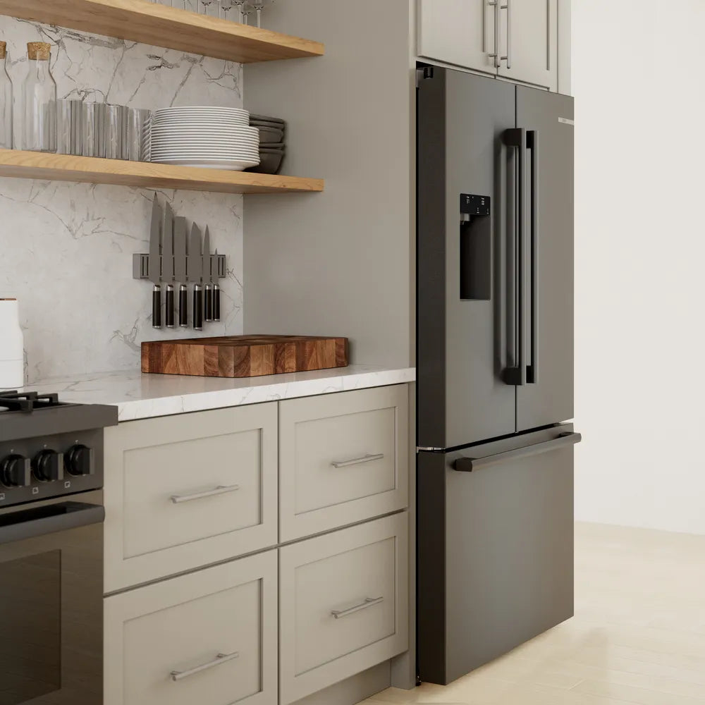 Bosch - 36 Inch 21.6 cu. ft French Door Bottom Mount Refrigerator in Black Stainless - B36CD52SNB