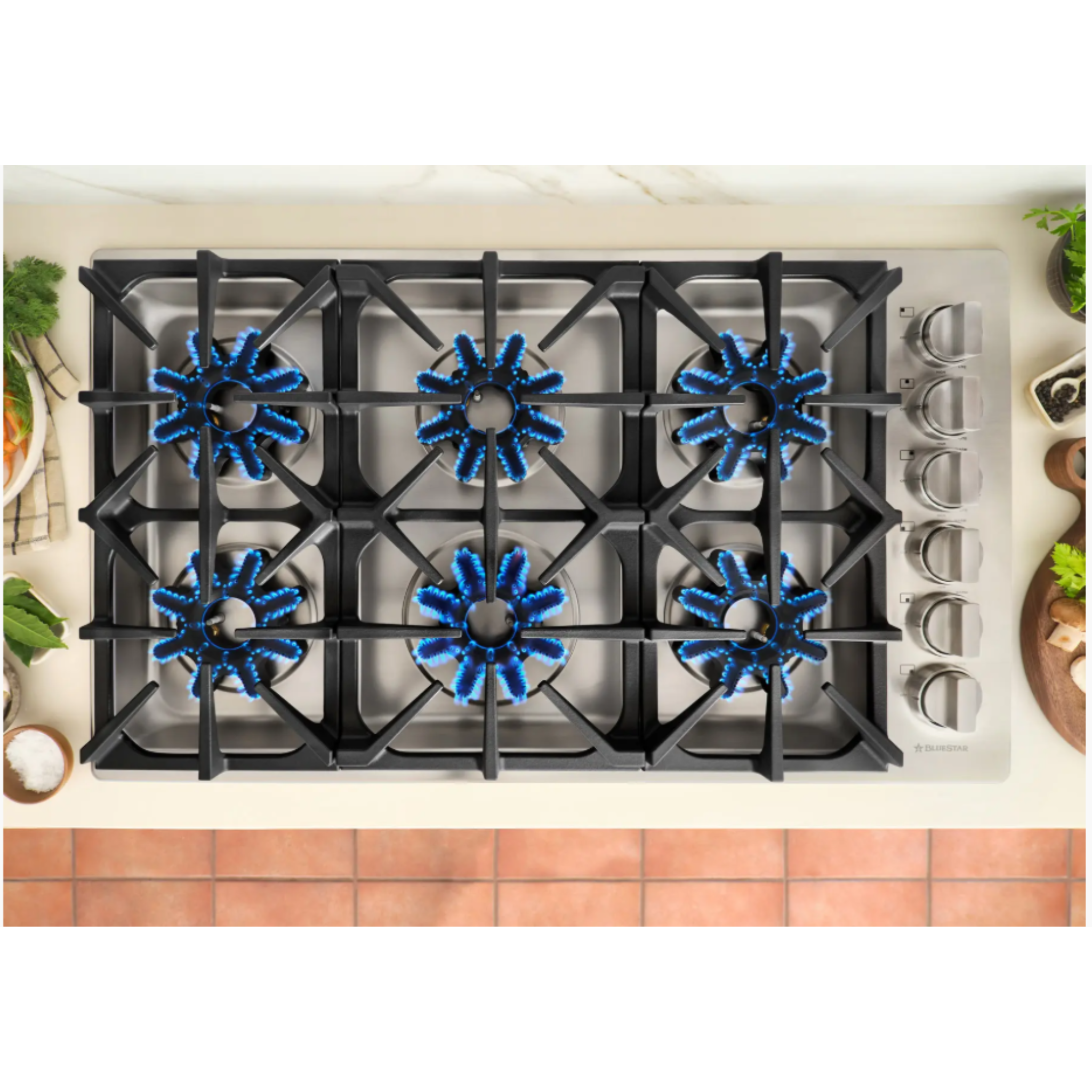 BlueStar - 36 Inch Gas Cooktop in Stainless - BSDCTX8366B