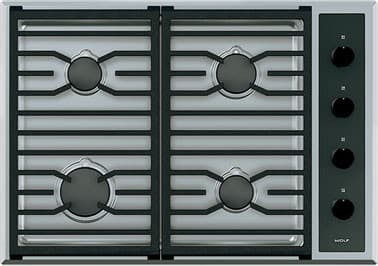 Wolf - 30 inch wide Gas Cooktop in Stainless - CG304T/S