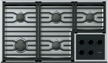 Wolf - 36 inch wide Gas Cooktop in Stainless - CG365T/S/LP