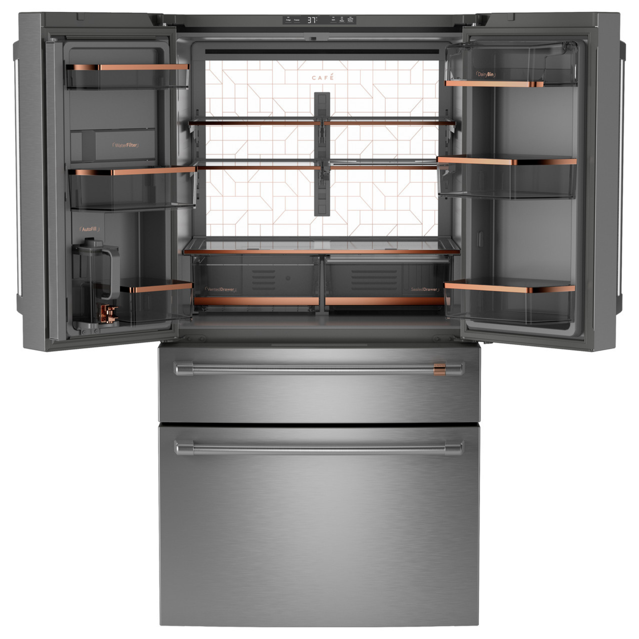 Cafe - 36 Inch 23.2 cu. ft French Door Refrigerator in Stainless - CJE23DP2WS1