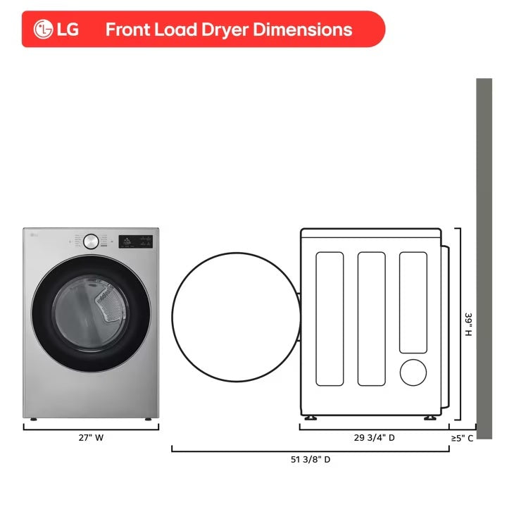 LG - 7.4 cu. Ft  Vented Electric Dryer in Stainless - DLEX5800V