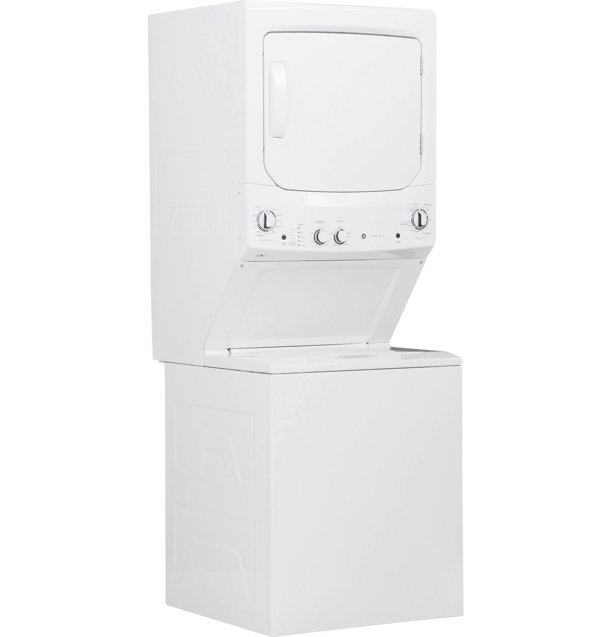 GE - 2.3 cu. Ft. Washer and 4.4 cu. Ft. Dryer Unitized Spacemaker Laundry Stacker - GUD24GSSMWW