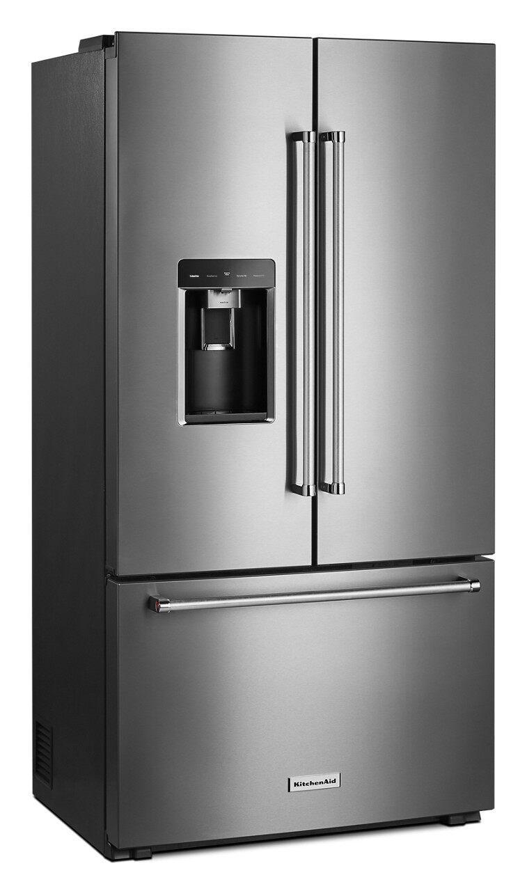 KitchenAid - 35.8 Inch 23.8 cu. ft French Door Refrigerator in Stainless (Premium Floor Model) - KRFC704FPS