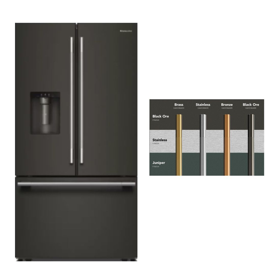 KitchenAid - 36 Inch 29.5 cu. ft French Door Refrigerator in Black Ore - KRFF436SBE