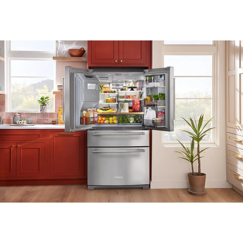KitchenAid - 35.75 Inch 26.2 cu. ft French Door Refrigerator in Stainless - KRMF536RPS