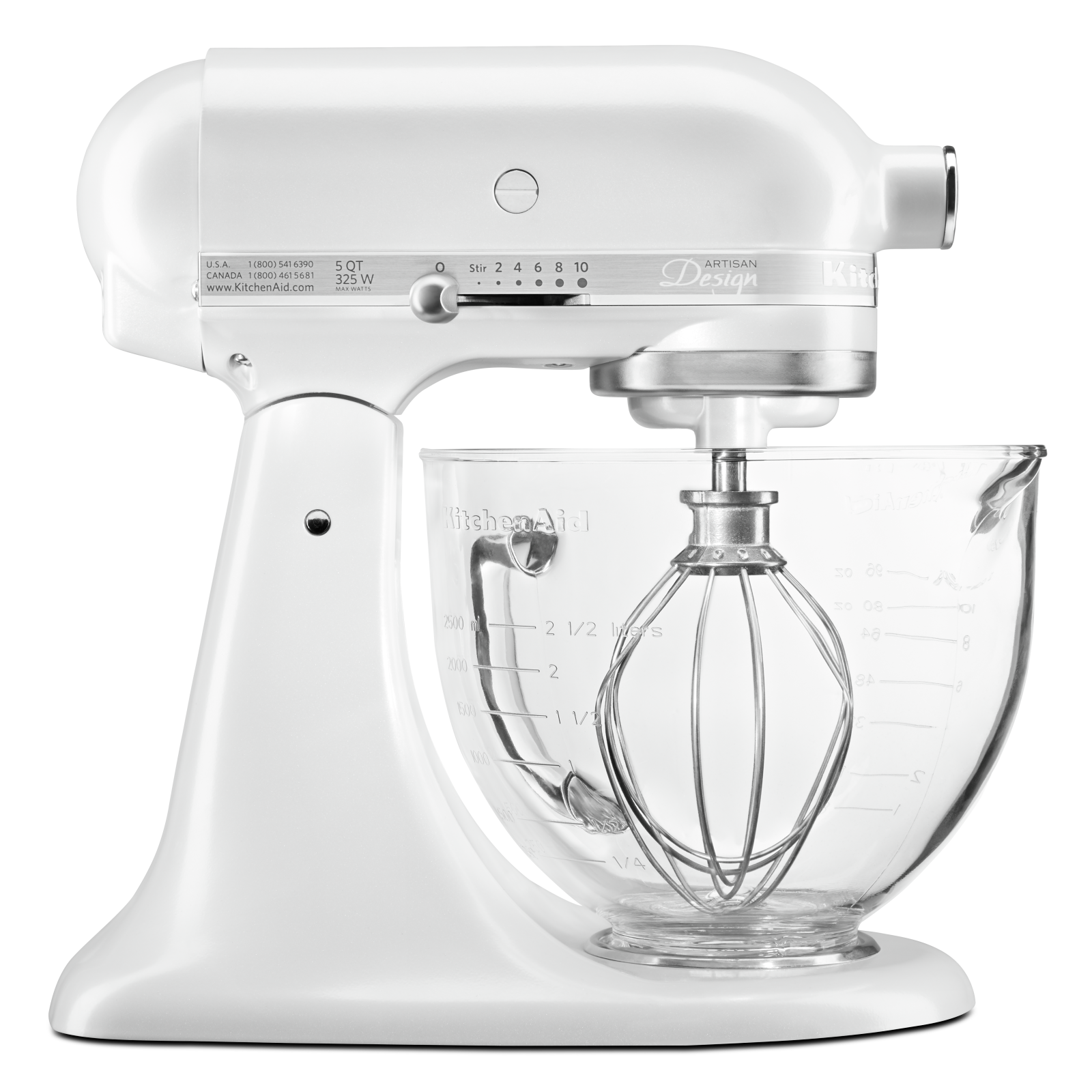 KitchenAid - 5 Quarts Tilt-Head Mixer in White - KSM155GBFP
