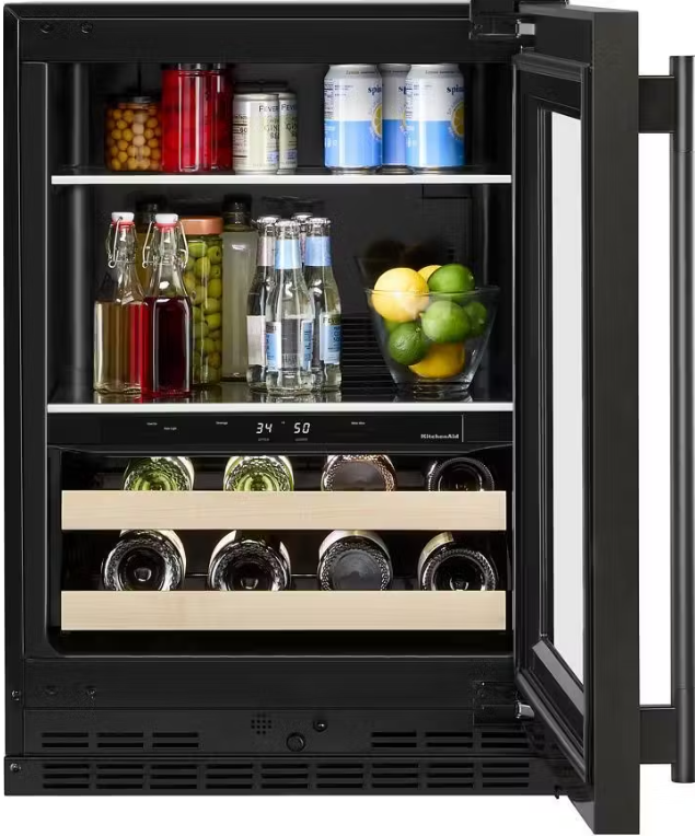 KitchenAid - 24 Inch 4.8 cu. ft Beverage Centre Refrigerator in Black - KUBR524SBE