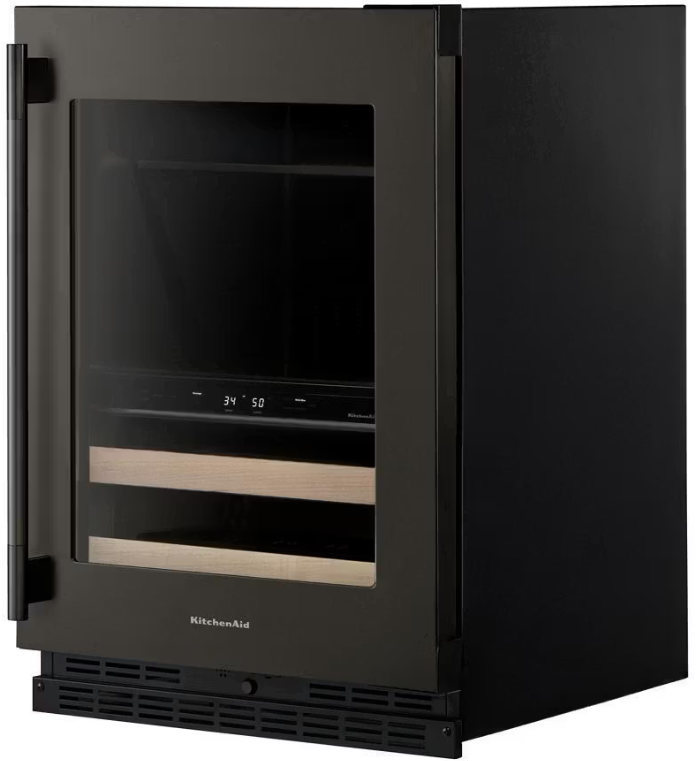 KitchenAid - 24 Inch 4.8 cu. ft Beverage Centre Refrigerator in Black - KUBR524SBE