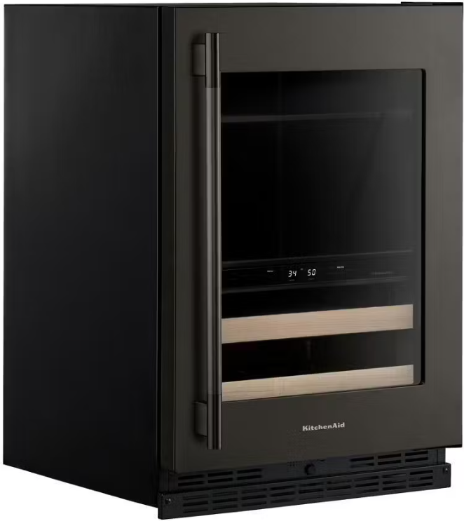 KitchenAid - 24 Inch 4.8 cu. ft Beverage Centre Refrigerator in Black - KUBR524SBE