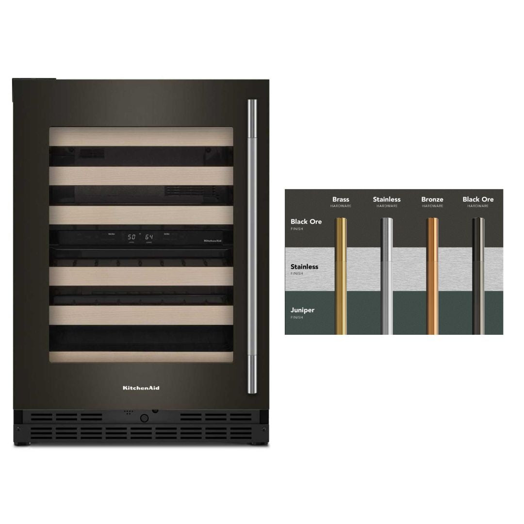 KitchenAid - 24 Inch Undercounter Wine Fridge in Black Ore - KUWL524SBE