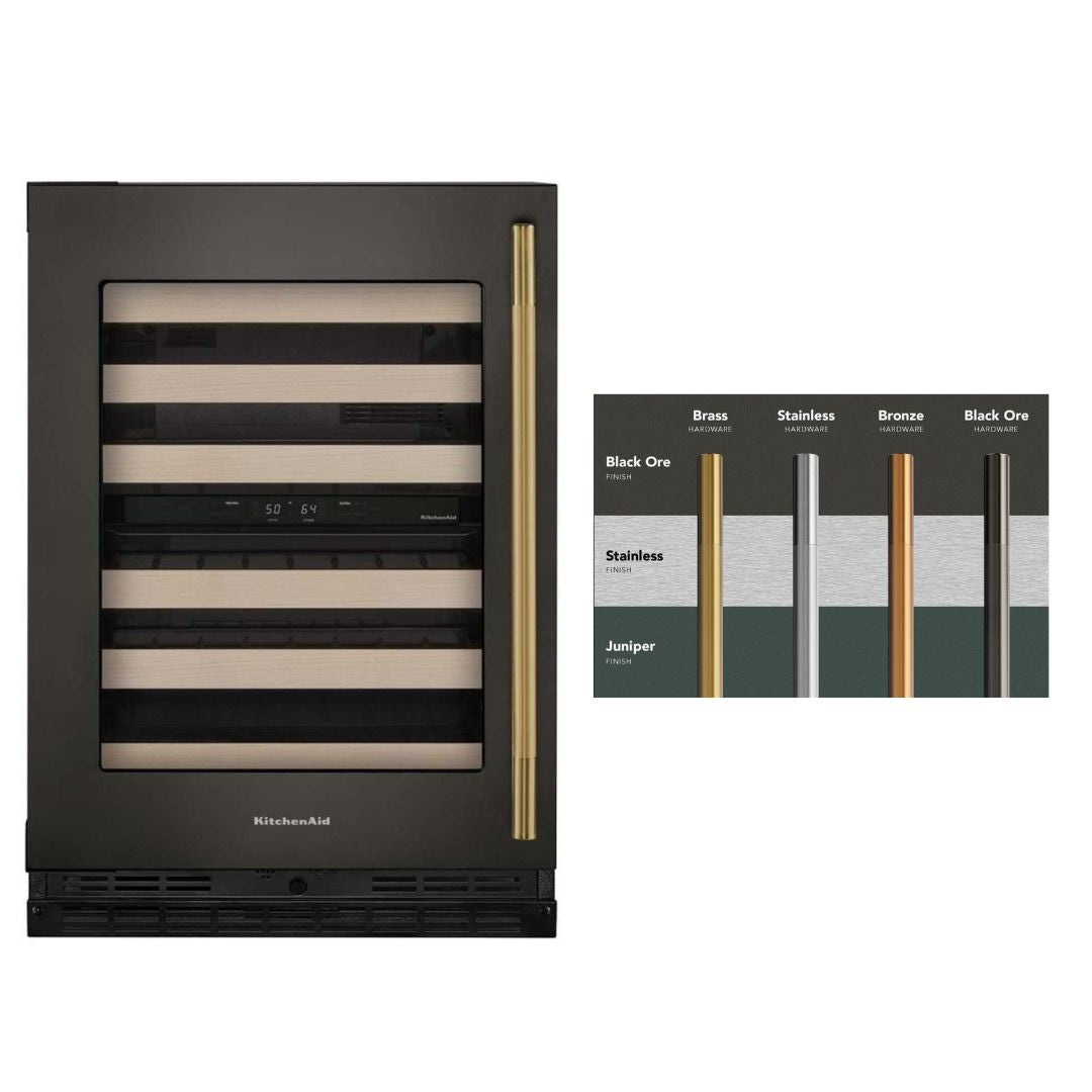 KitchenAid - 24 Inch Undercounter Wine Fridge in Black Ore - KUWL524SBE