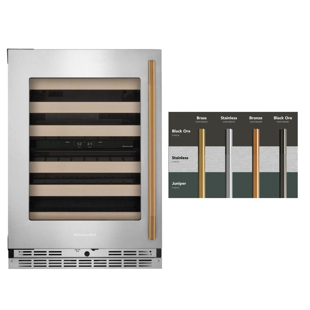 KitchenAid - 24 Inch Undercounter Wine Fridge in Stainless - KUWL524SPS