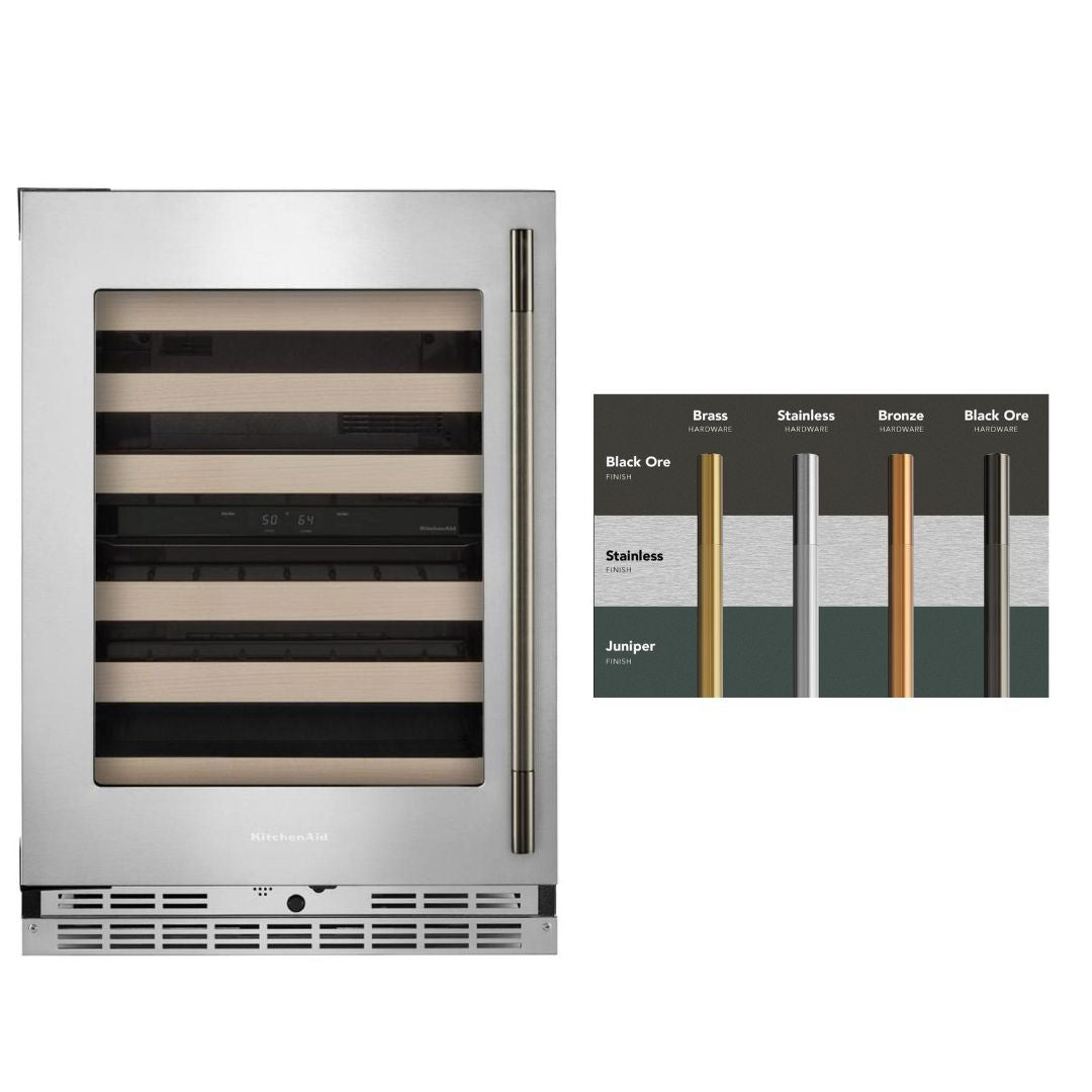 KitchenAid - 24 Inch Undercounter Wine Fridge in Stainless - KUWL524SPS