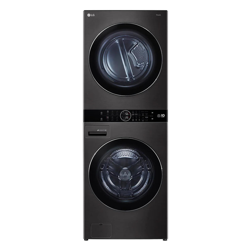 LG - 5.2 cu. Ft Washer and 7.2 Dryer Wash Tower in Black Stainless - WKHC202HBA