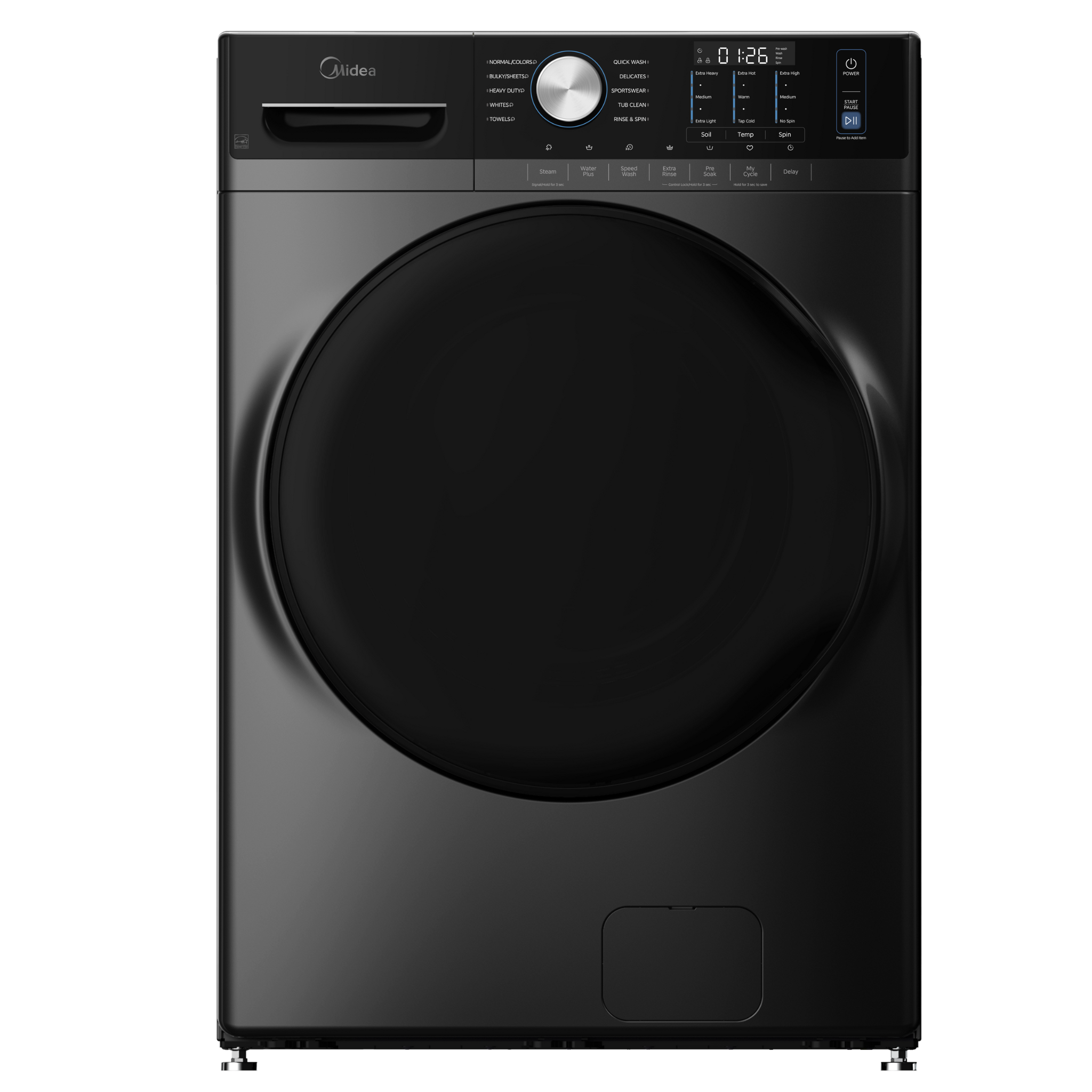 Midea - 5.2 cu. Ft  Front Load with Steam Washer in Grey - MLHW52S7AGG