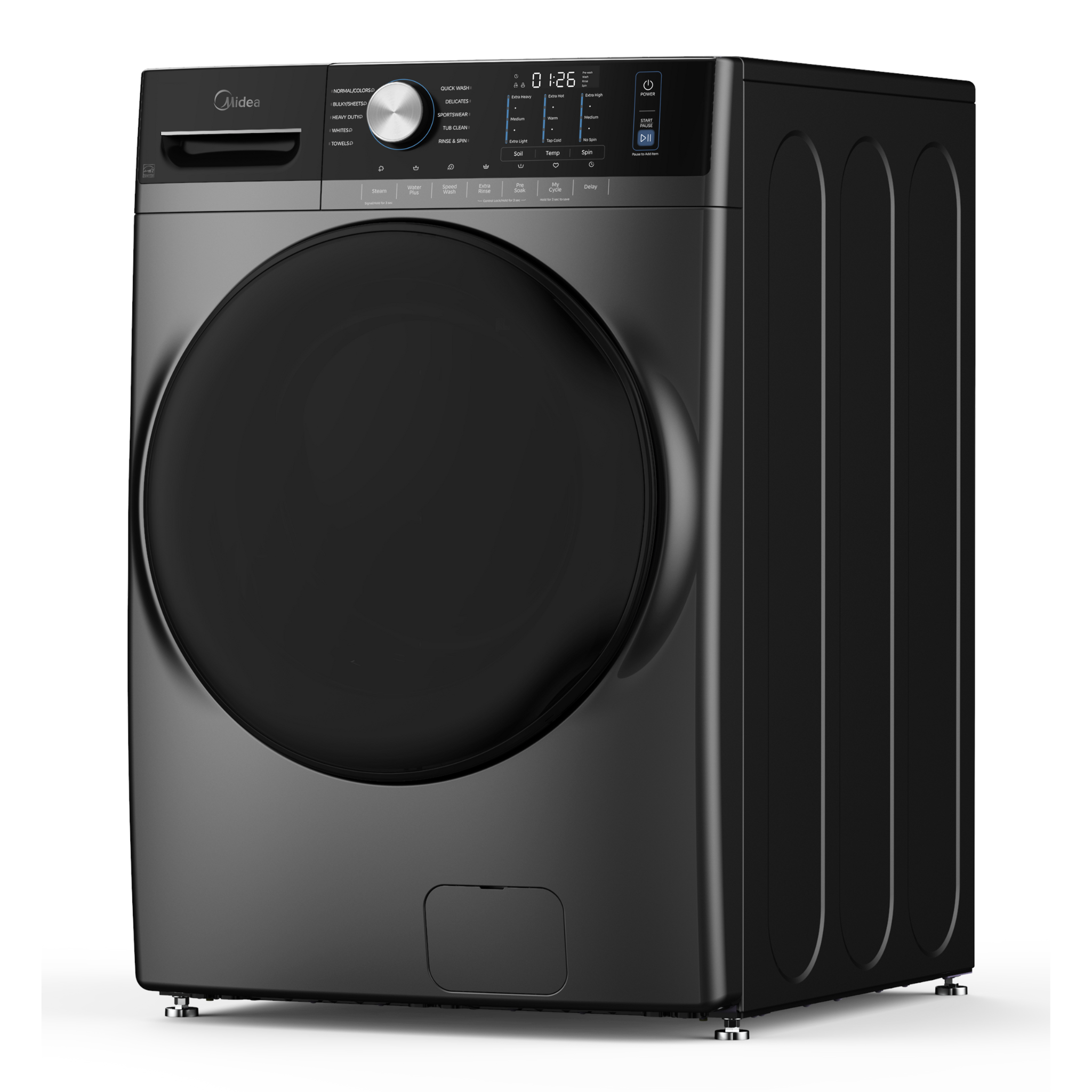 Midea - 5.2 cu. Ft  Front Load with Steam Washer in Grey - MLHW52S7AGG