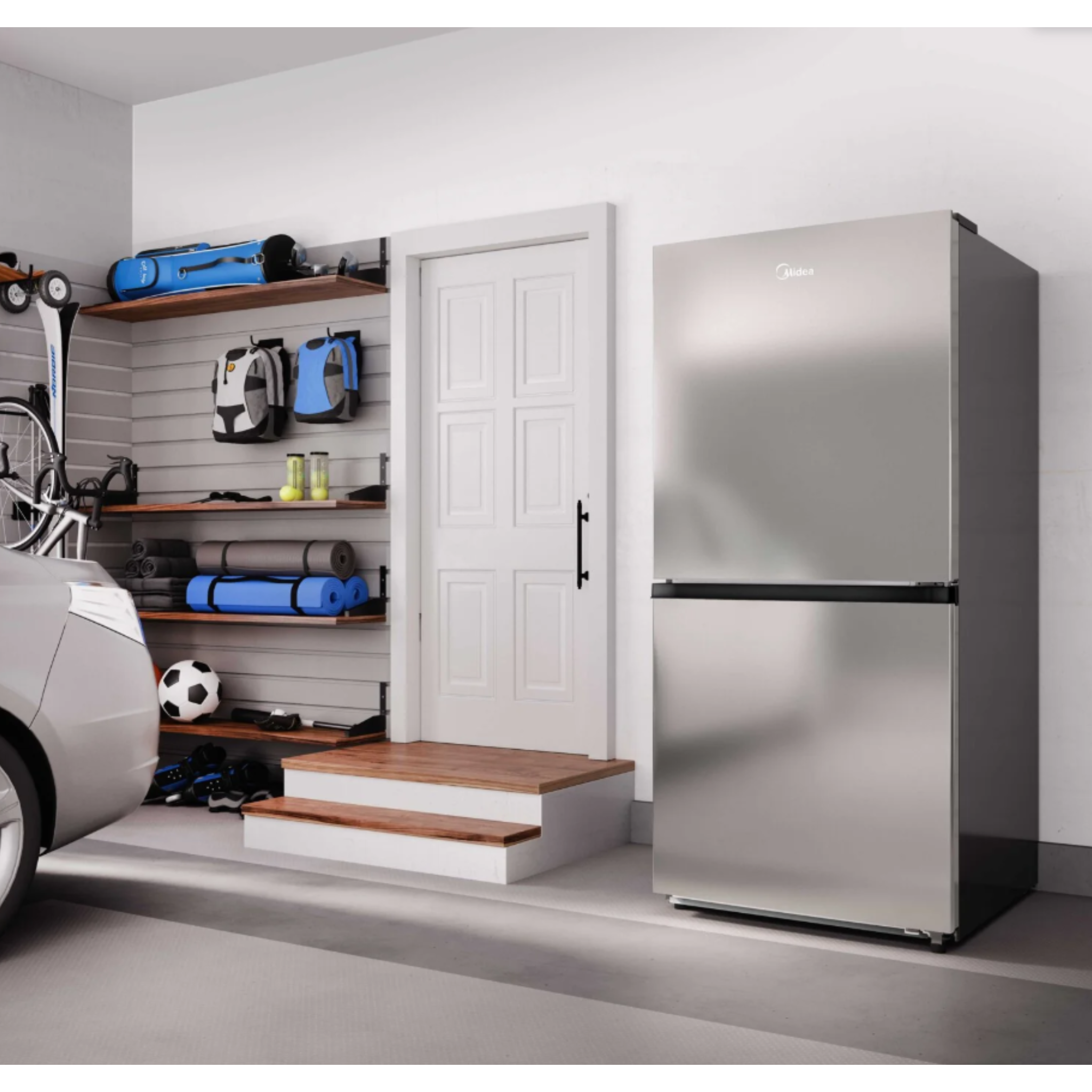 Midea - 29.72 Inch 20 cu. ft  3-in-1 Convertible Refrigerator Freezer in Stainless - MRU21C7BST