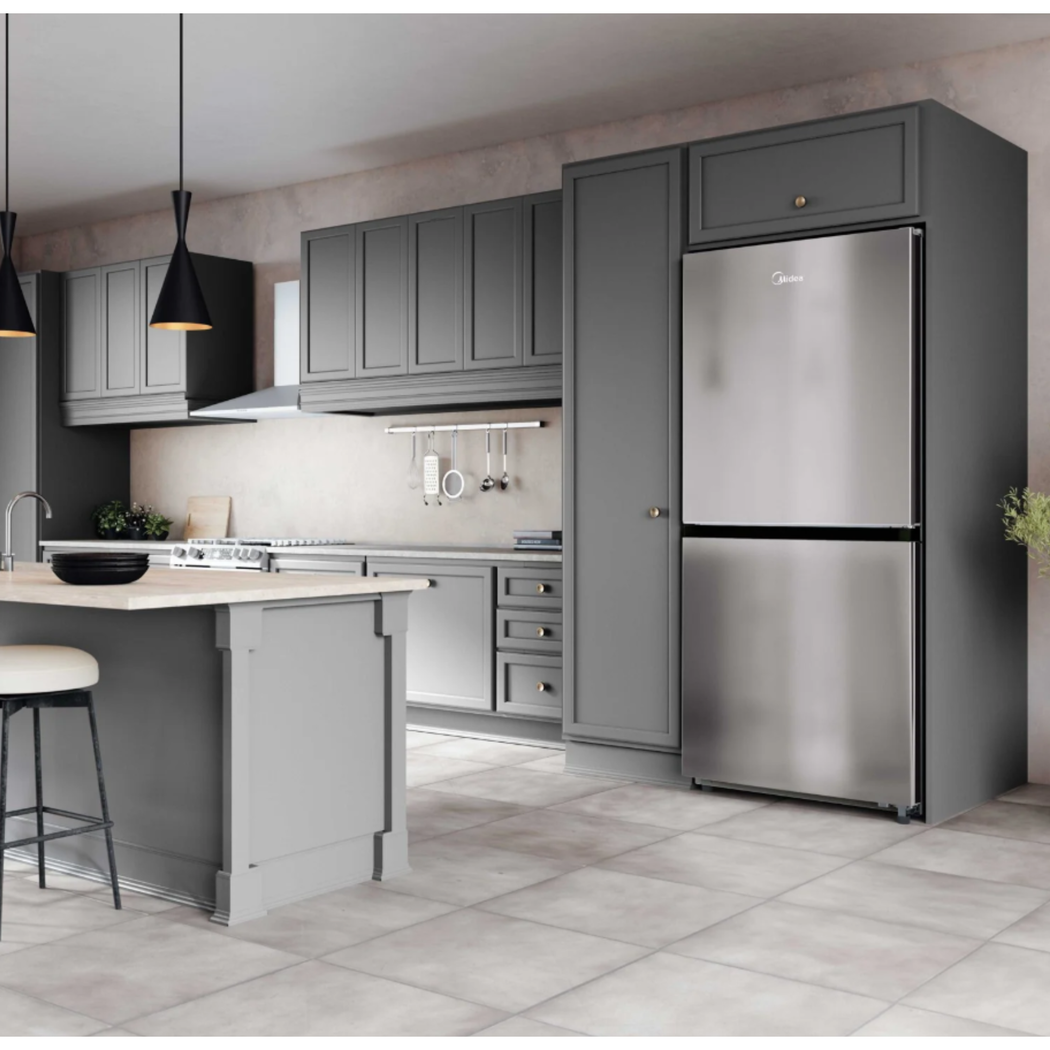 Midea - 29.72 Inch 20 cu. ft  3-in-1 Convertible Refrigerator Freezer in Stainless - MRU21C7BST