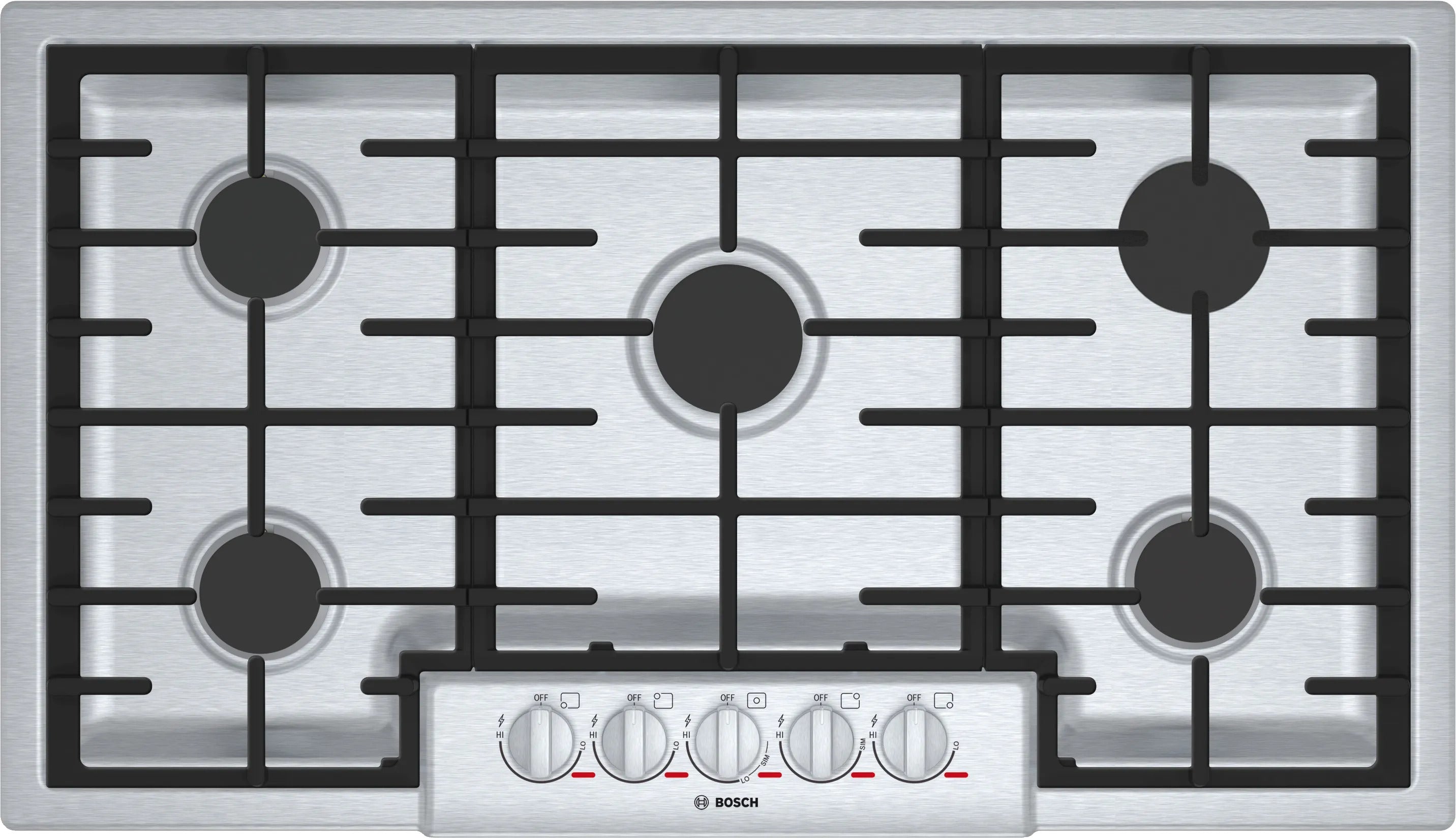 Bosch - 36 inch wide Gas Cooktop in Stainless Steel - NGMP656UC