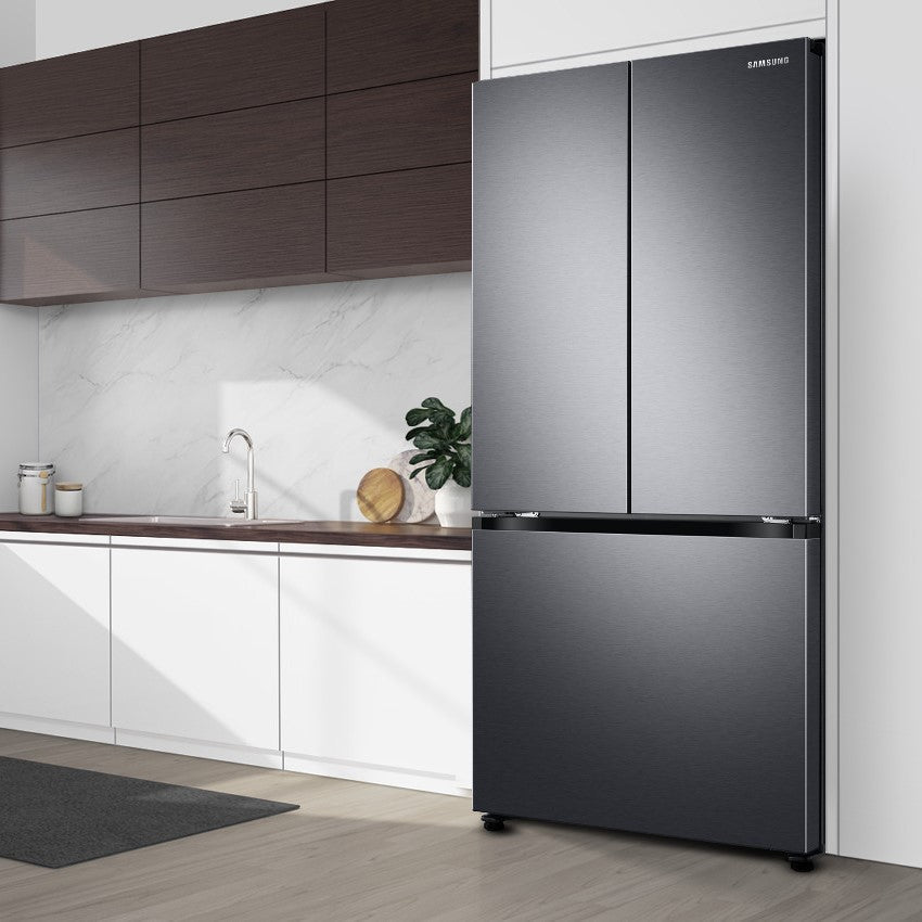 Samsung - 32.125 Inch 18 cu. ft French Door Refrigerator in Black - RF18A5101MTAA