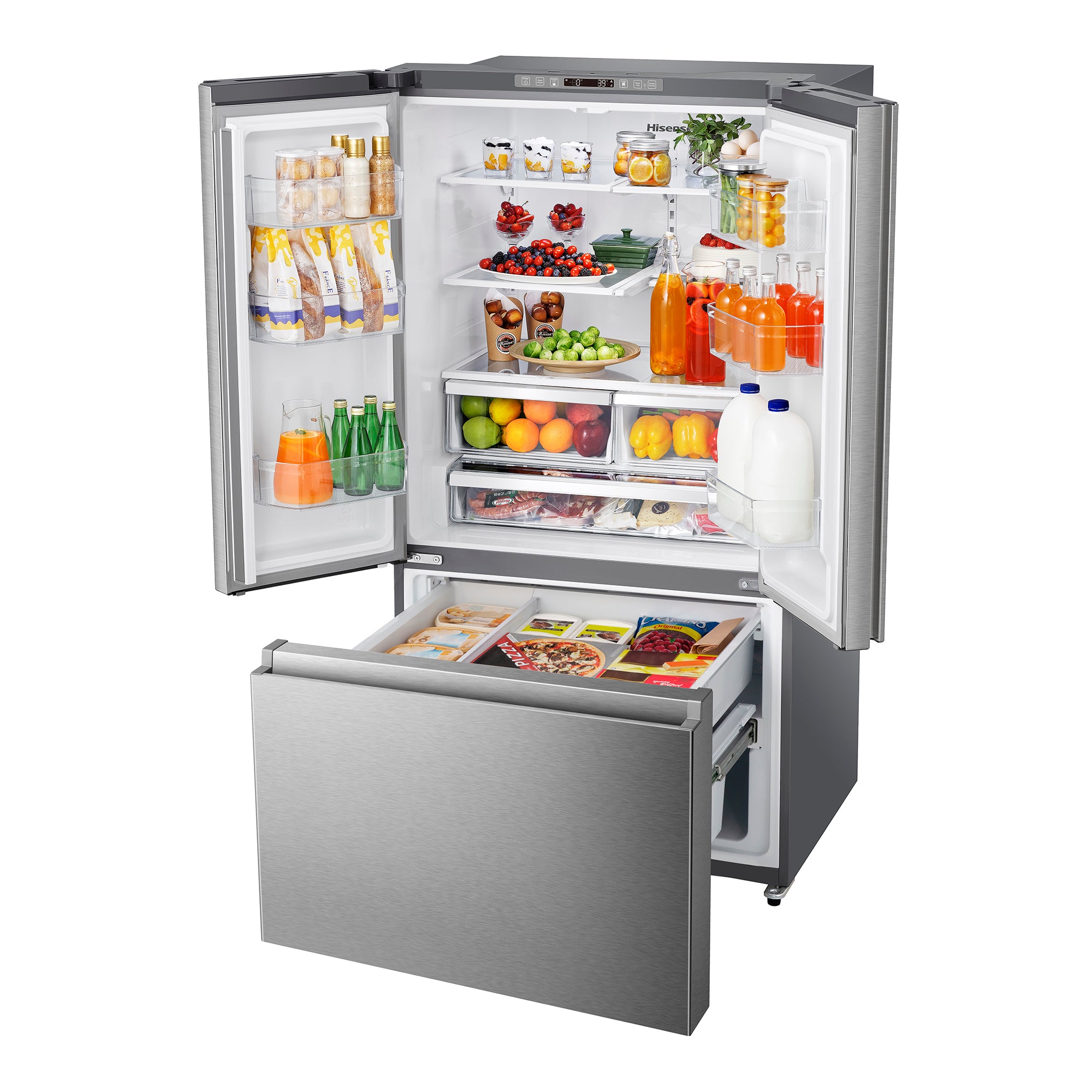 Hisense - 35.98 Inch 26.6 cu. ft French Door Refrigerator in Stainless - RF27A3FSE
