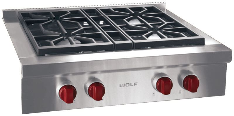Wolf - 29.875 inch wide Gas Cooktop in Stainless - SRT304-LP