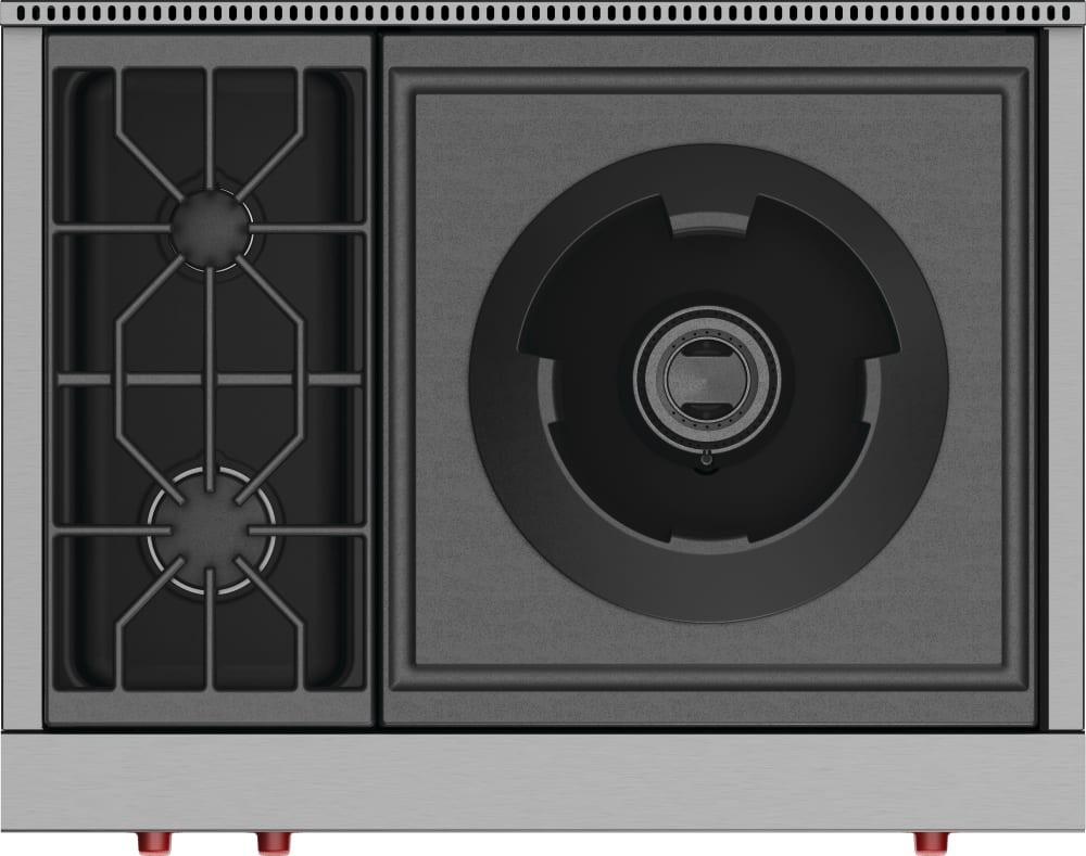 Wolf - 35.875 inch wide Gas Cooktop in Stainless - SRT362W