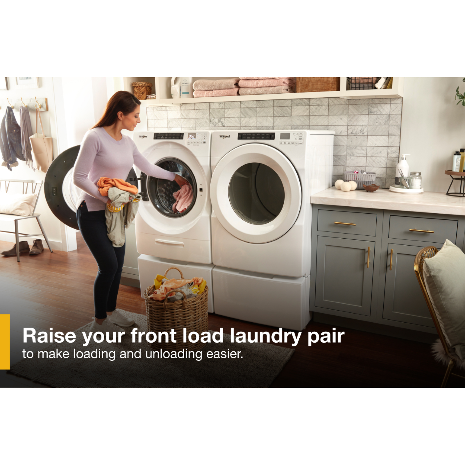 Whirlpool -  15.5" Pedestal for Front Load Washer  Accessories in White - WFP2715HW