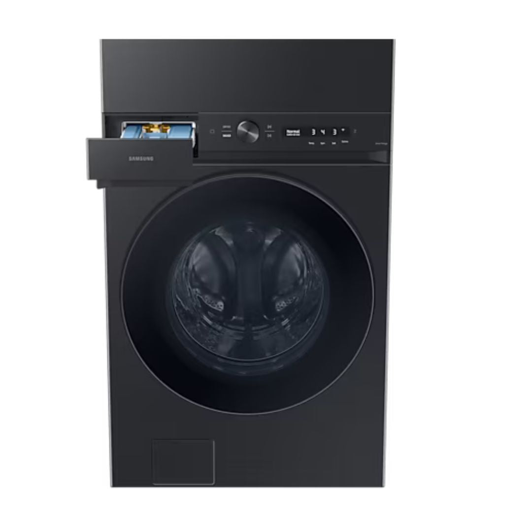 Samsung - 5.3 cu. Ft Washer and 7.6 cu. Ft Dryer Laundry Hub in Black Stainless - WH46DBH550EVAC