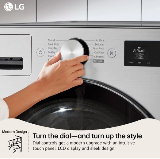 LG - 5 cu. Ft  Front Load Washer in Stainless - WM5800HVA