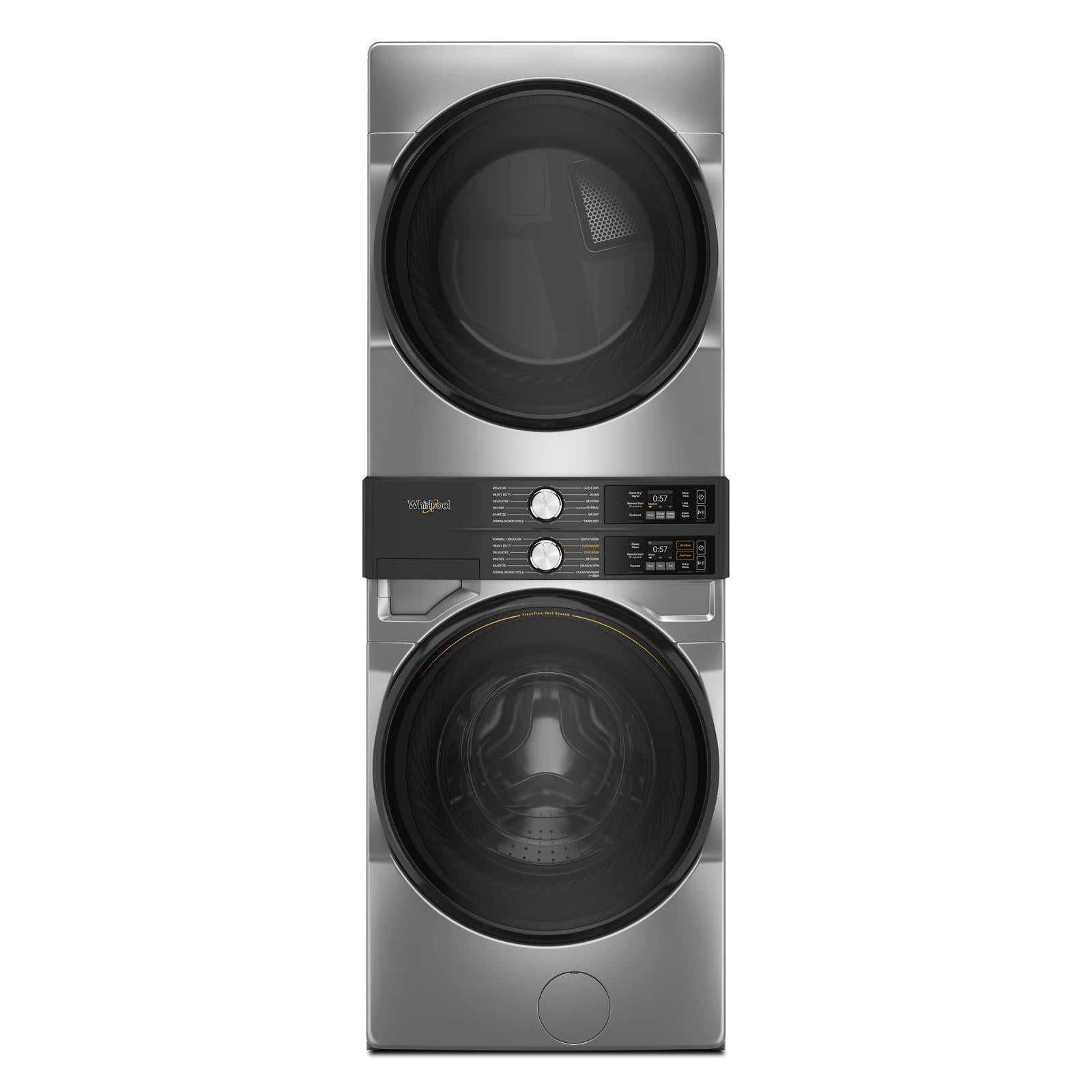 Whirlpool - 5.2 cu. Ft Washer and 7.4 cu. Ft Vented Electric Dryer WashTower in Silver - YWEF5727TR